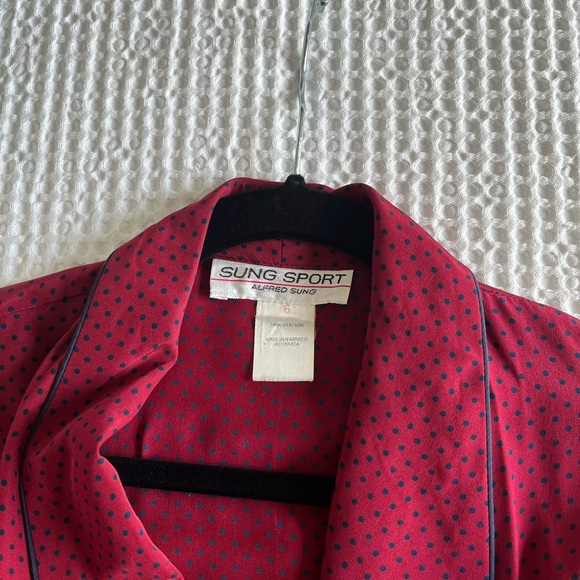 Alfred Sung long sleeve wrap tinic silk blouse - Picture 3 of 5